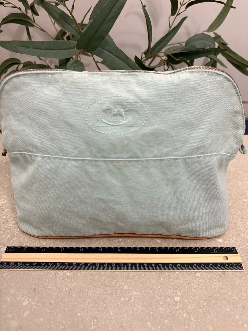 Hermes Bolide 35 Rocking Horse Light Blue Pouch Cosmetic Baby Bag